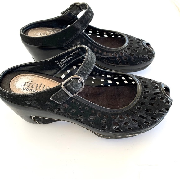 Rialto Shoes Rialto Black Cut Out Peep Toe Mary Jane Mules Poshmark